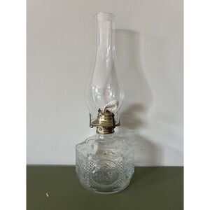 1800s Antique Pressed Glass Lantern Lamplight Farms Horse Buggy Oil Lamp Hexagon